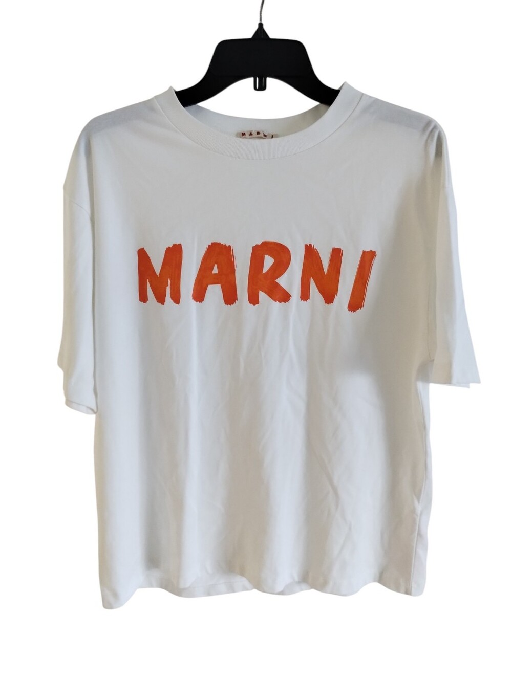 Marni Women's T-Shirt EU 40 White Short Sleeve Logo Rare Designer Tee Luxury